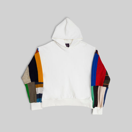 Hoodie with Vintage Knit Sleeves