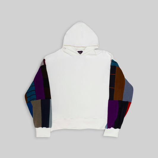 Hoodie with Vintage Knit Sleeves