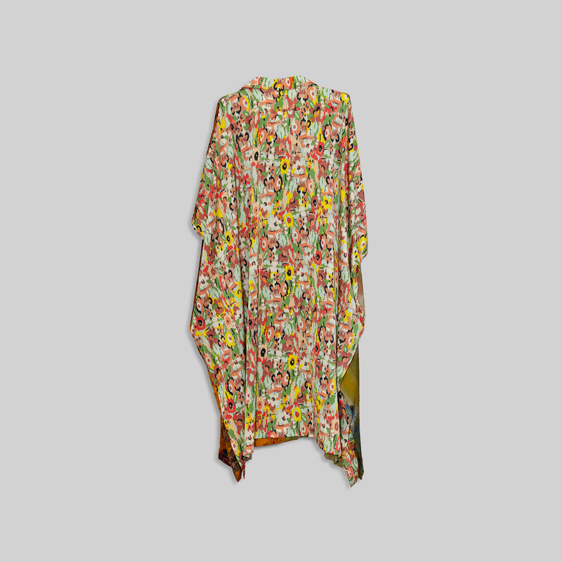 Silk Open Collar Kaftan