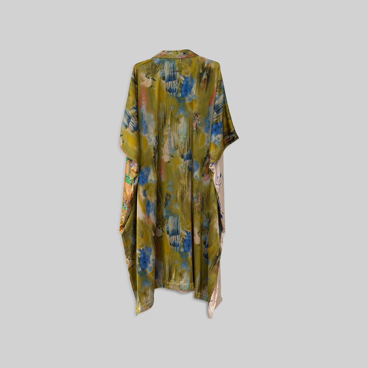 Silk Open Collar Kaftan
