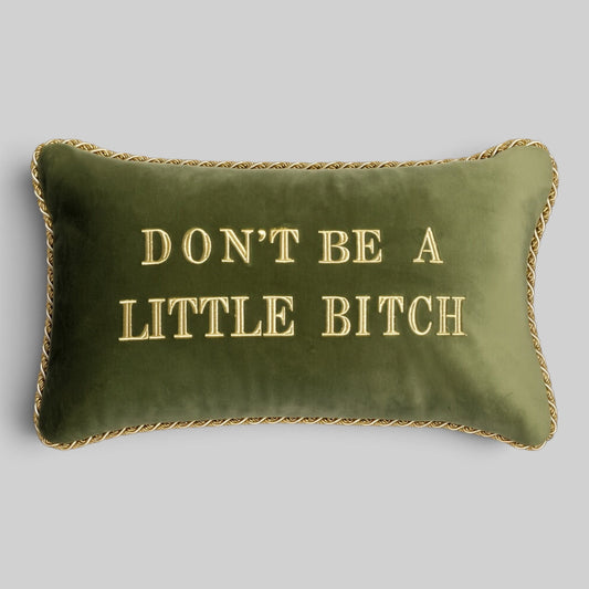 Don't Be A Little Bitch Velvet Pillow Cover — Lumbar Mint - RES IPSA
