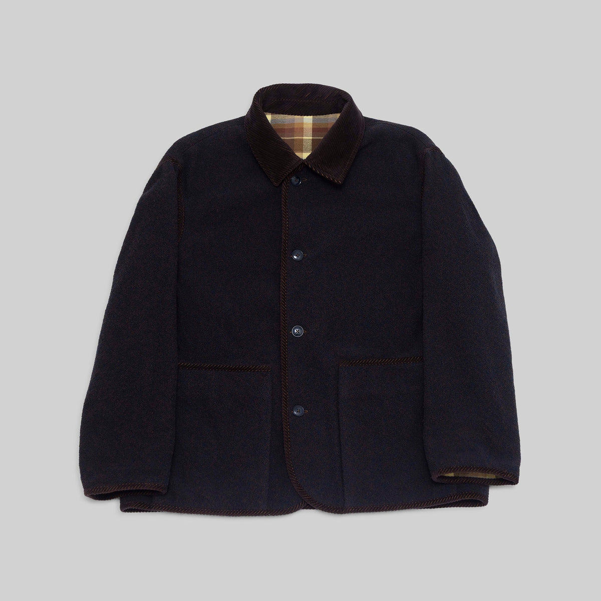 Handwoven Reversible Jacket with Corduroy Trim - RES IPSA
