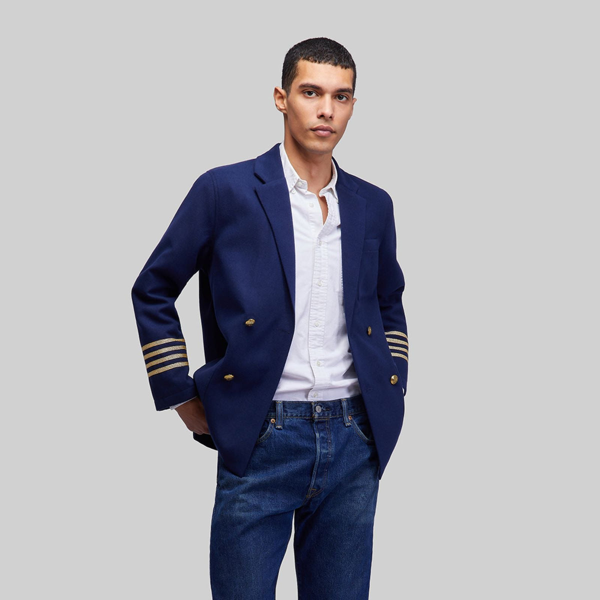 Navy Wool Double Breasted Jacket - RES IPSA