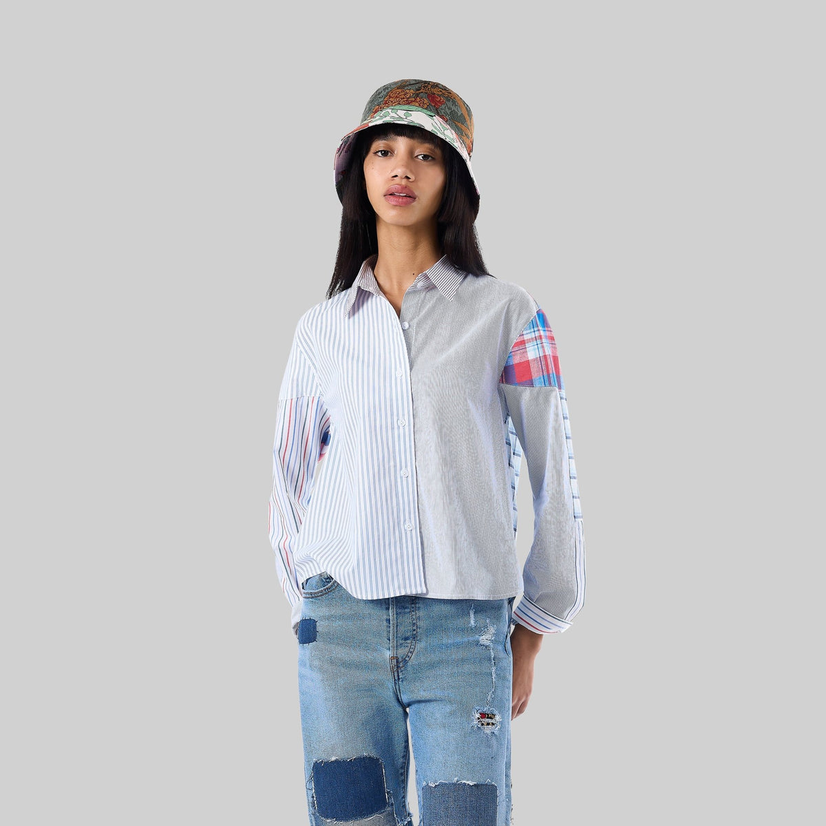 Patchwork Cropped Shirt - RES IPSA