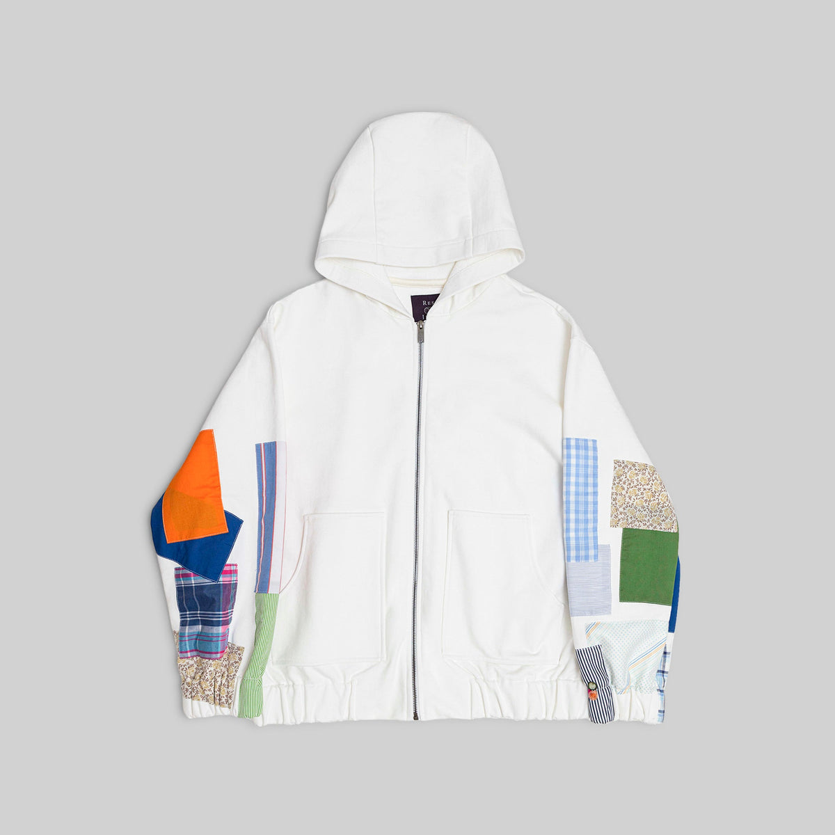 Zip Hoodie with Vintage Patchwork Sleeves - RES IPSA