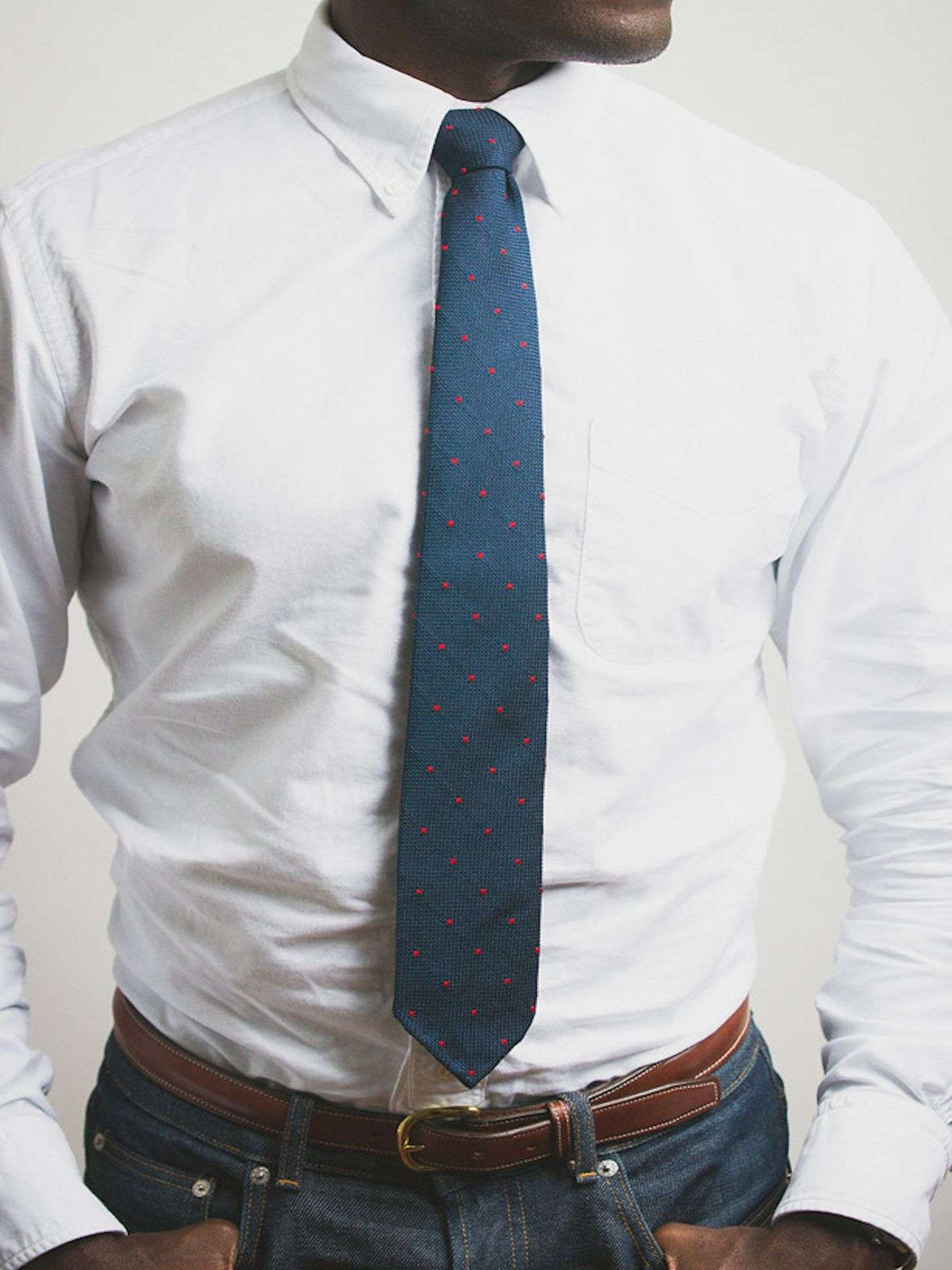 NAVY GRENADINE WITH RED DOTS - RES IPSA