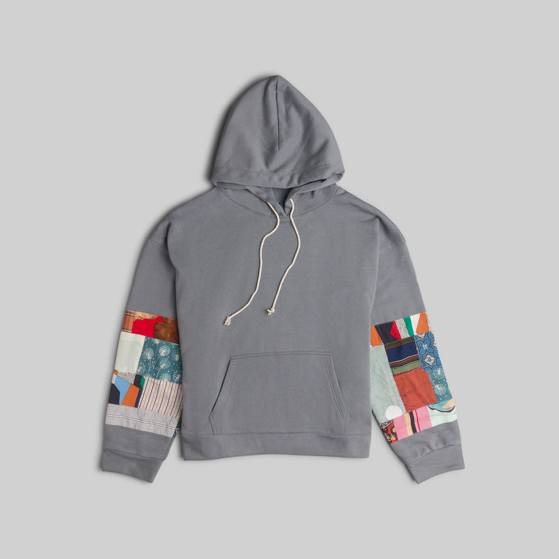 Grey Patchwork Hoodie