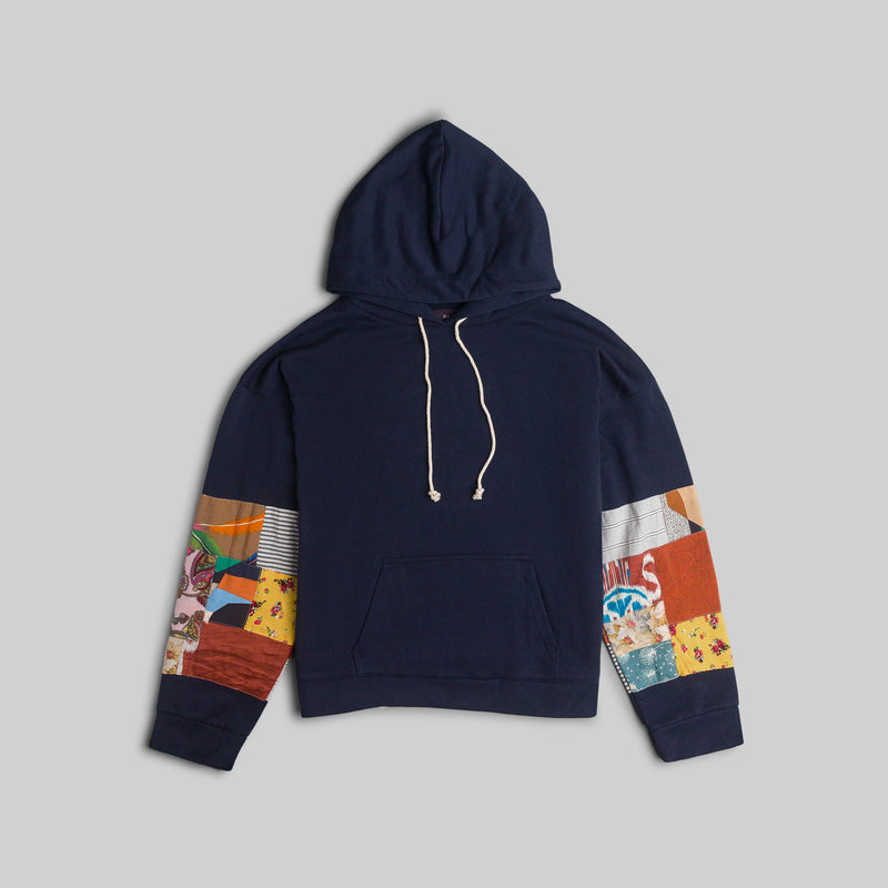 Navy Patchwork Hoodie