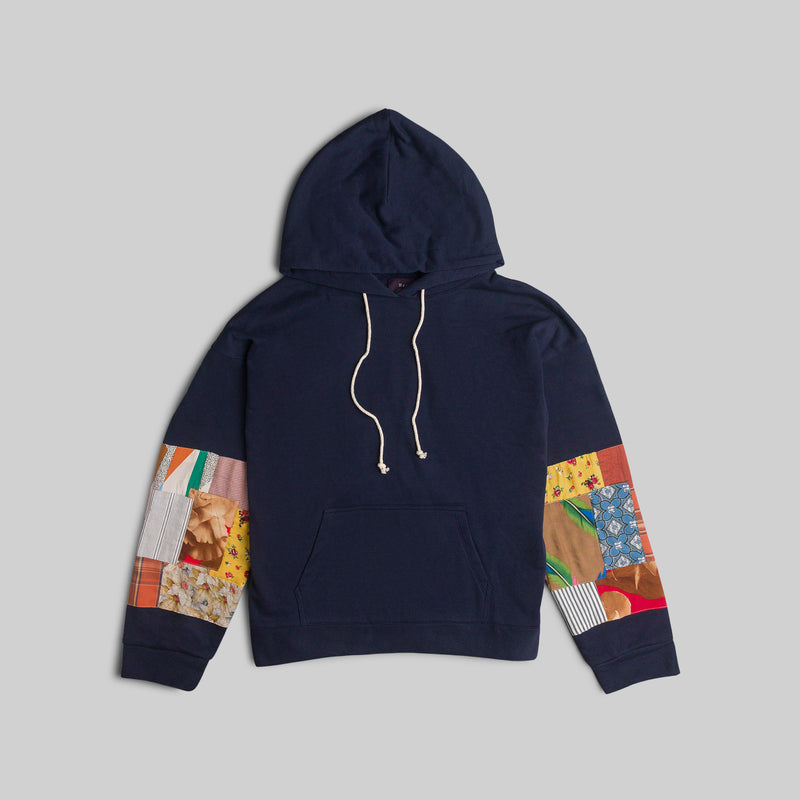 Navy Patchwork Hoodie
