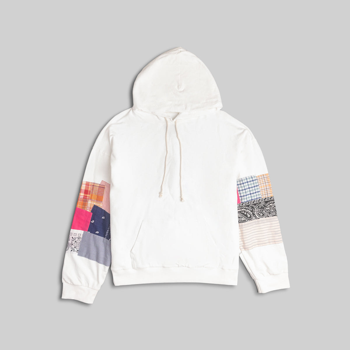 White Patchwork Hoodie