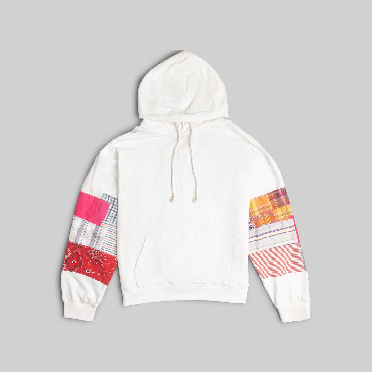 White Patchwork Hoodie