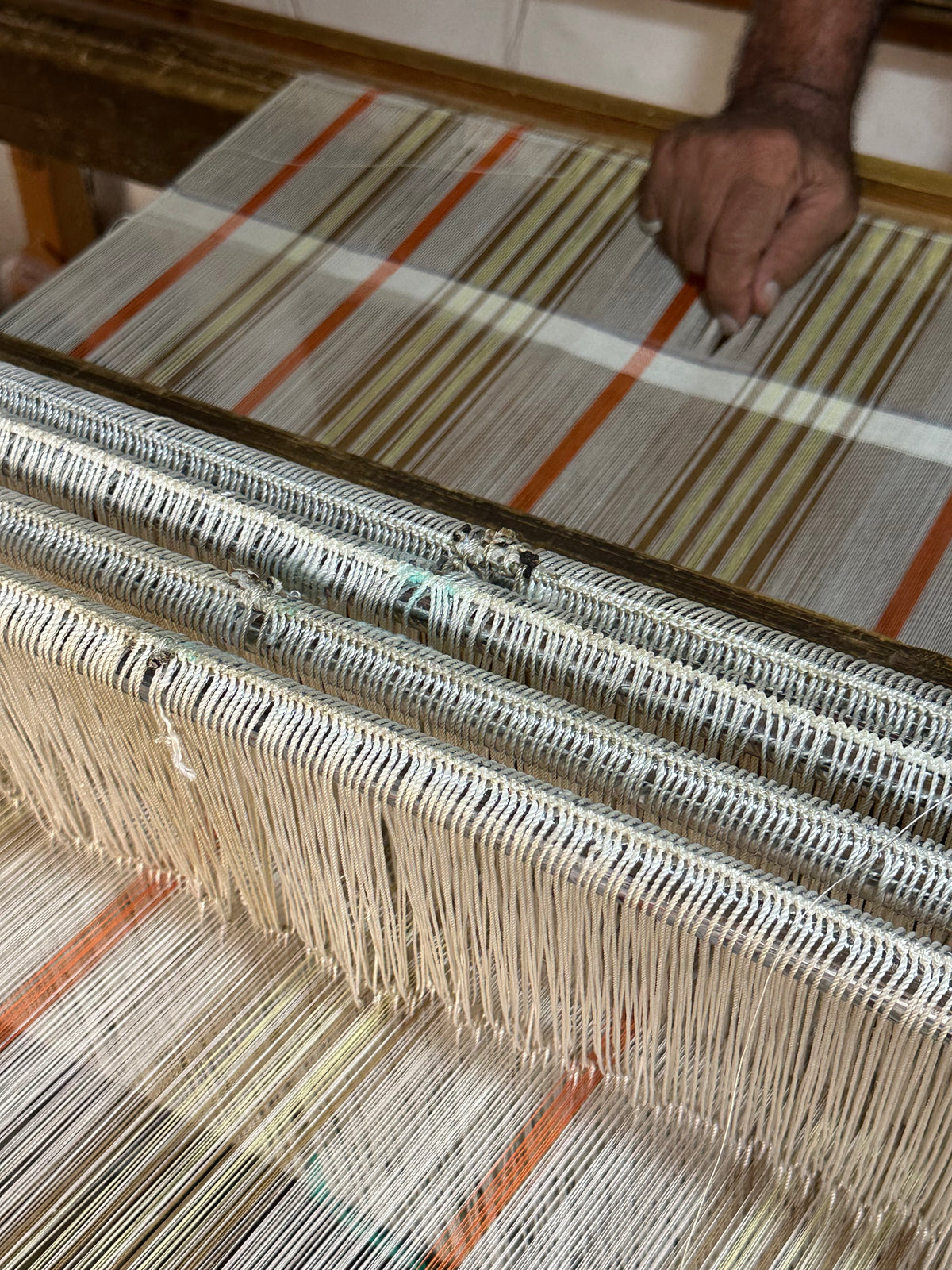 Handwoven Plaid Ecru & Orange Workshirt