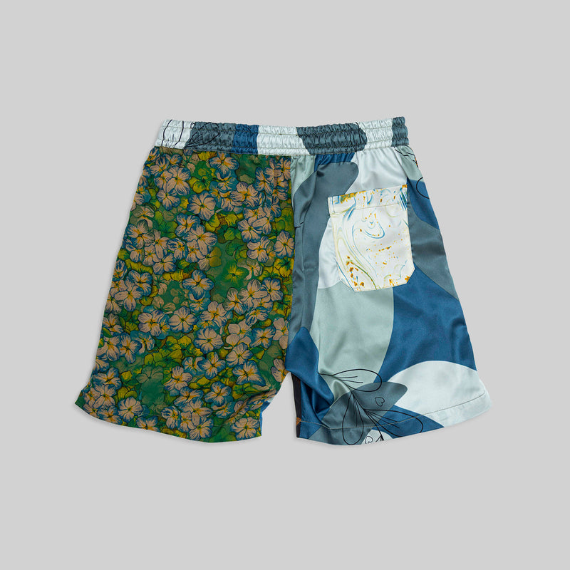 Patchwork Silk Camp Shorts