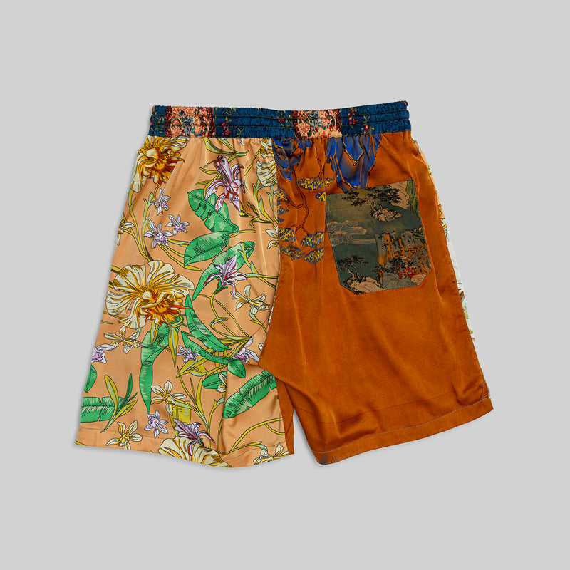 Patchwork Silk Camp Shorts