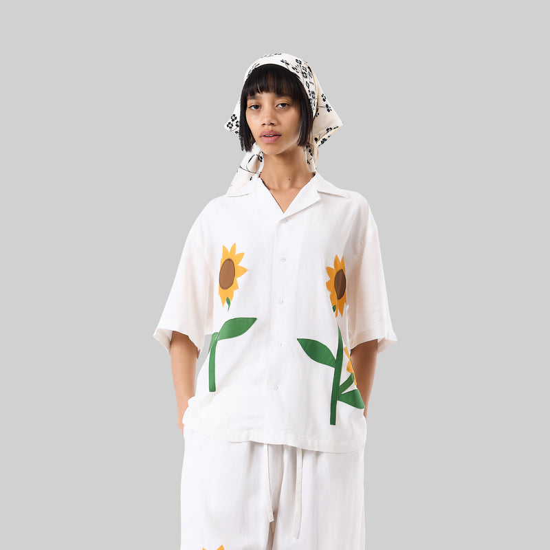 Sunflower Appliqué Camp Shirt