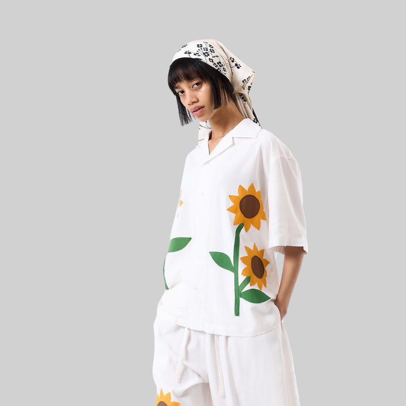 Sunflower Appliqué Camp Shirt