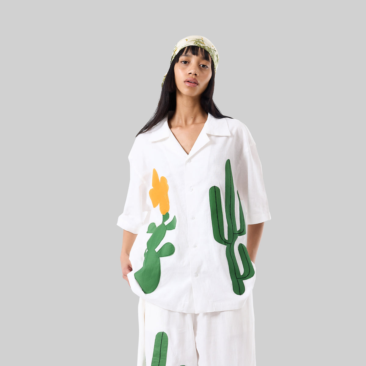 Cactus Appliqué Camp Shirt