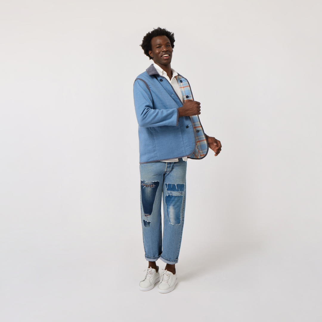 Handwoven Reversible Jacket with Corduroy Trim