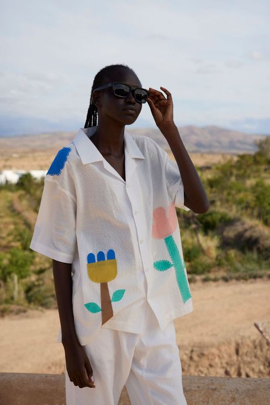 Floral Appliqué Camp Shirt - RES IPSA