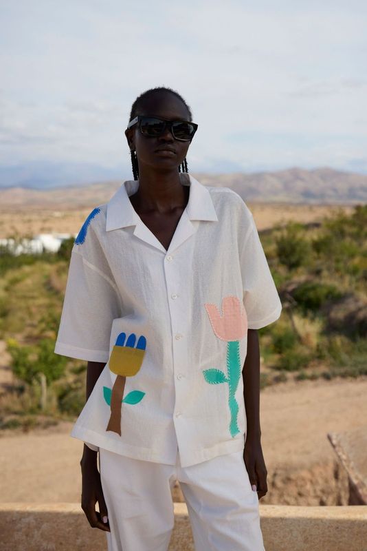 Floral Appliqué Camp Shirt - RES IPSA