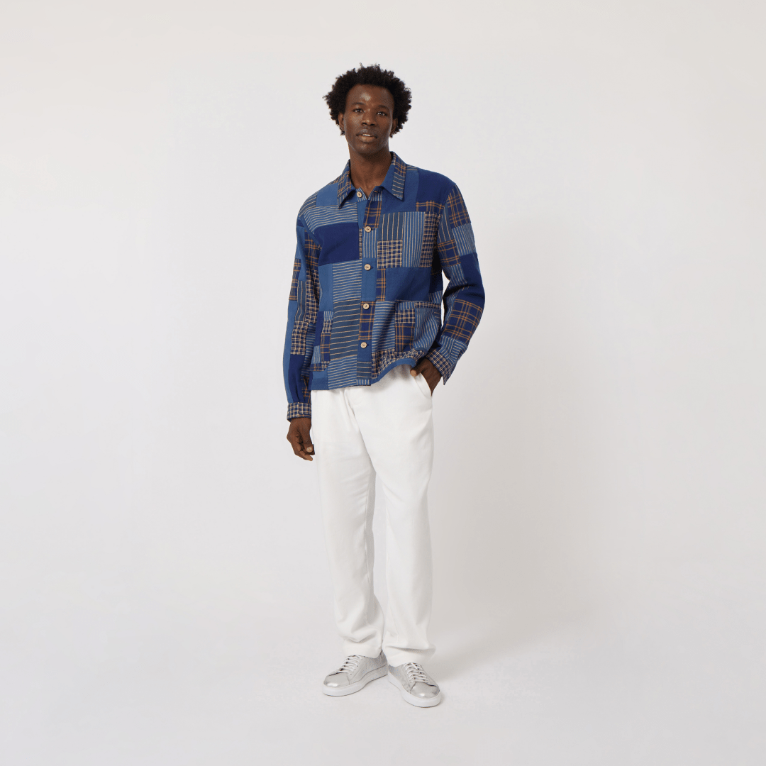 Handwoven Patchwork Indigo Shirt - RES IPSA