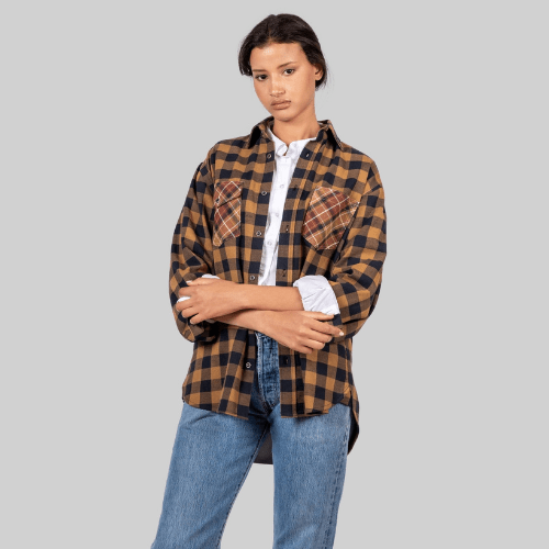Handwoven Plaid Blue & Brown Shirt - RES IPSA