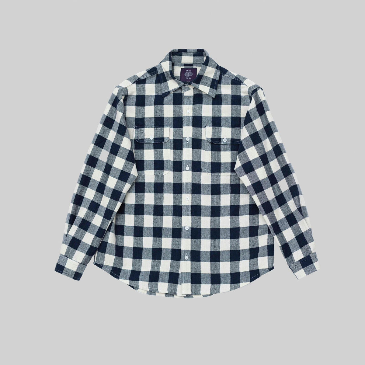 Handwoven Plaid Ecru & Navy Shirt - RES IPSA