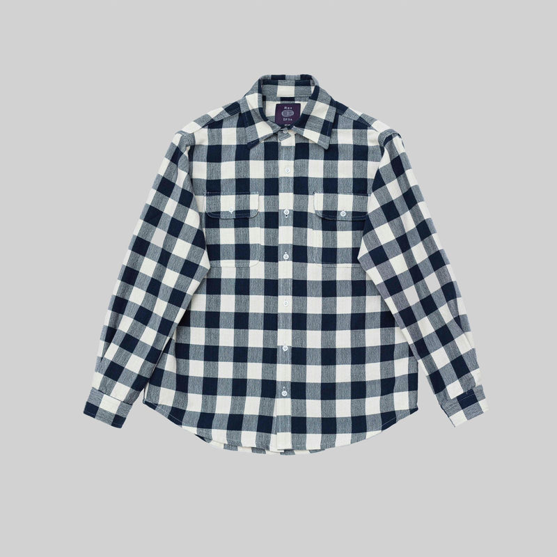 Handwoven Plaid Ecru & Navy Shirt - RES IPSA