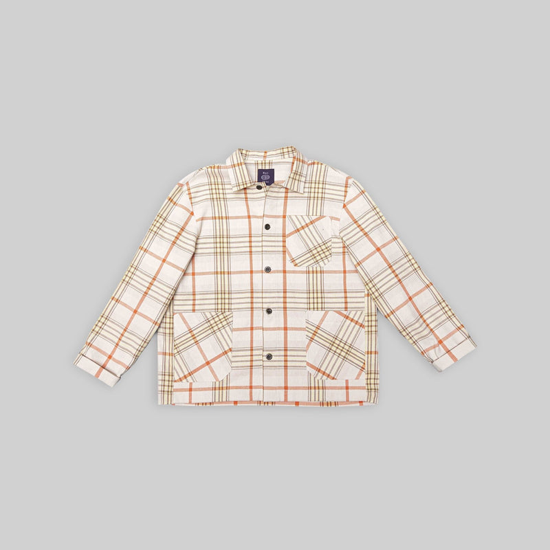 Handwoven Plaid Ecru & Orange Workshirt - RES IPSA