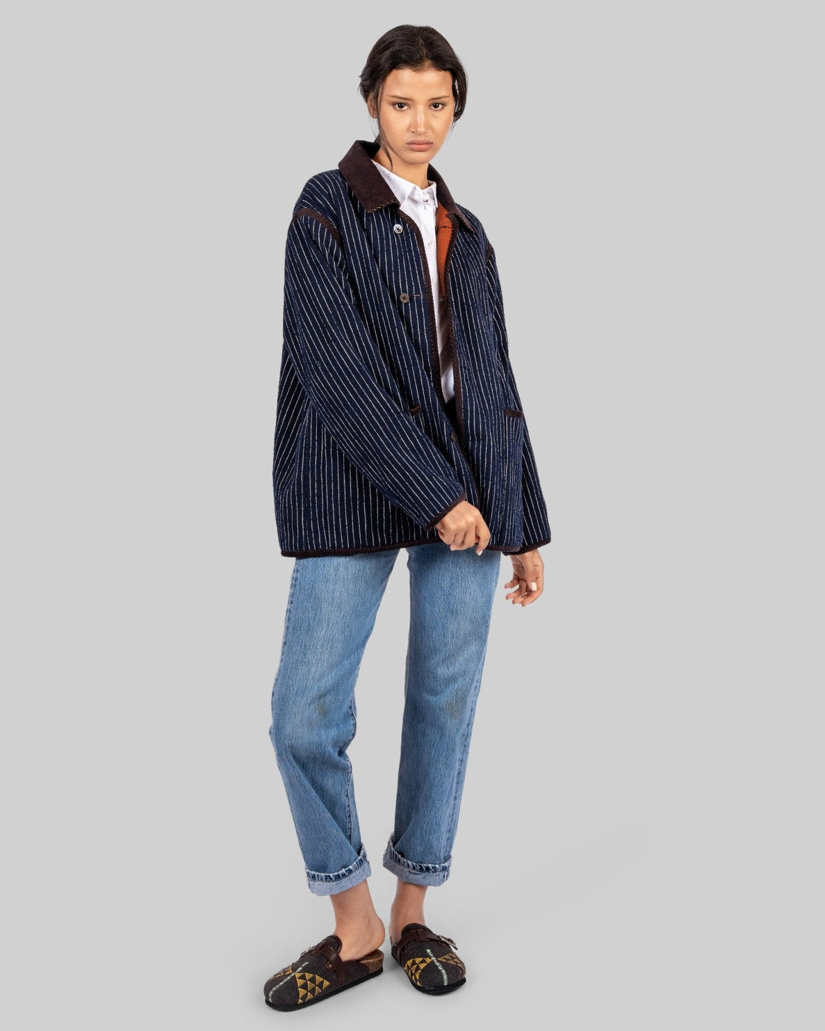 Handwoven Reversible Jacket with Corduroy Trim - RES IPSA