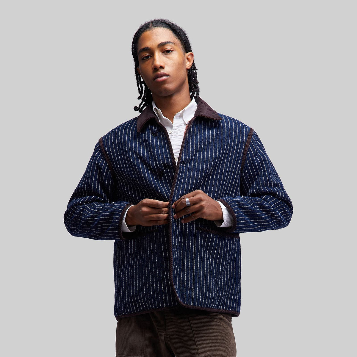 Handwoven Reversible Jacket with Corduroy Trim - RES IPSA
