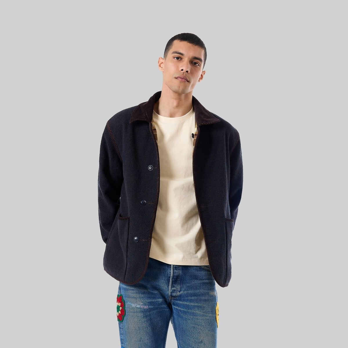 Handwoven Reversible Jacket with Corduroy Trim - RES IPSA