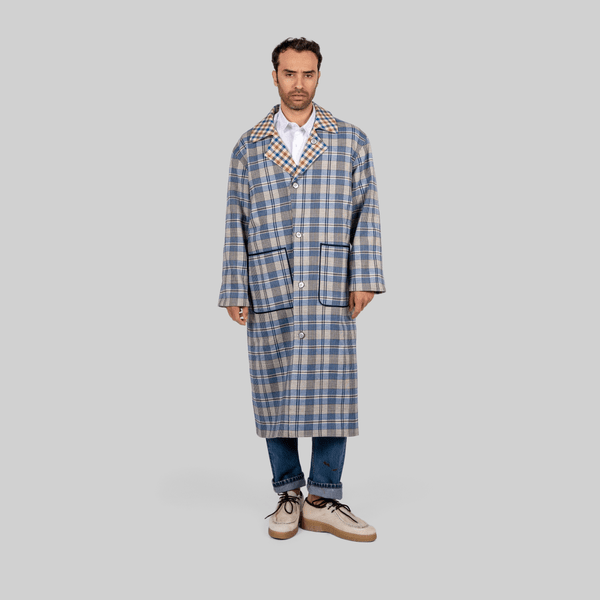Handwoven Reversible Plaid Coat - RES IPSA