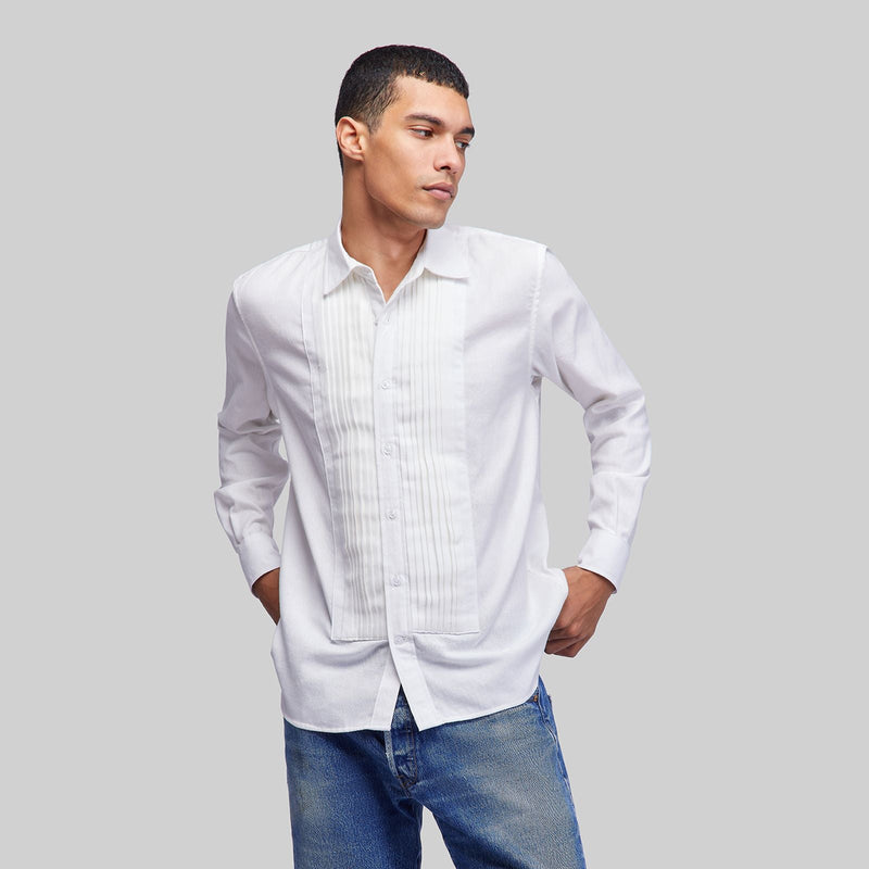 Handwoven White Tuxedo Shirt - RES IPSA