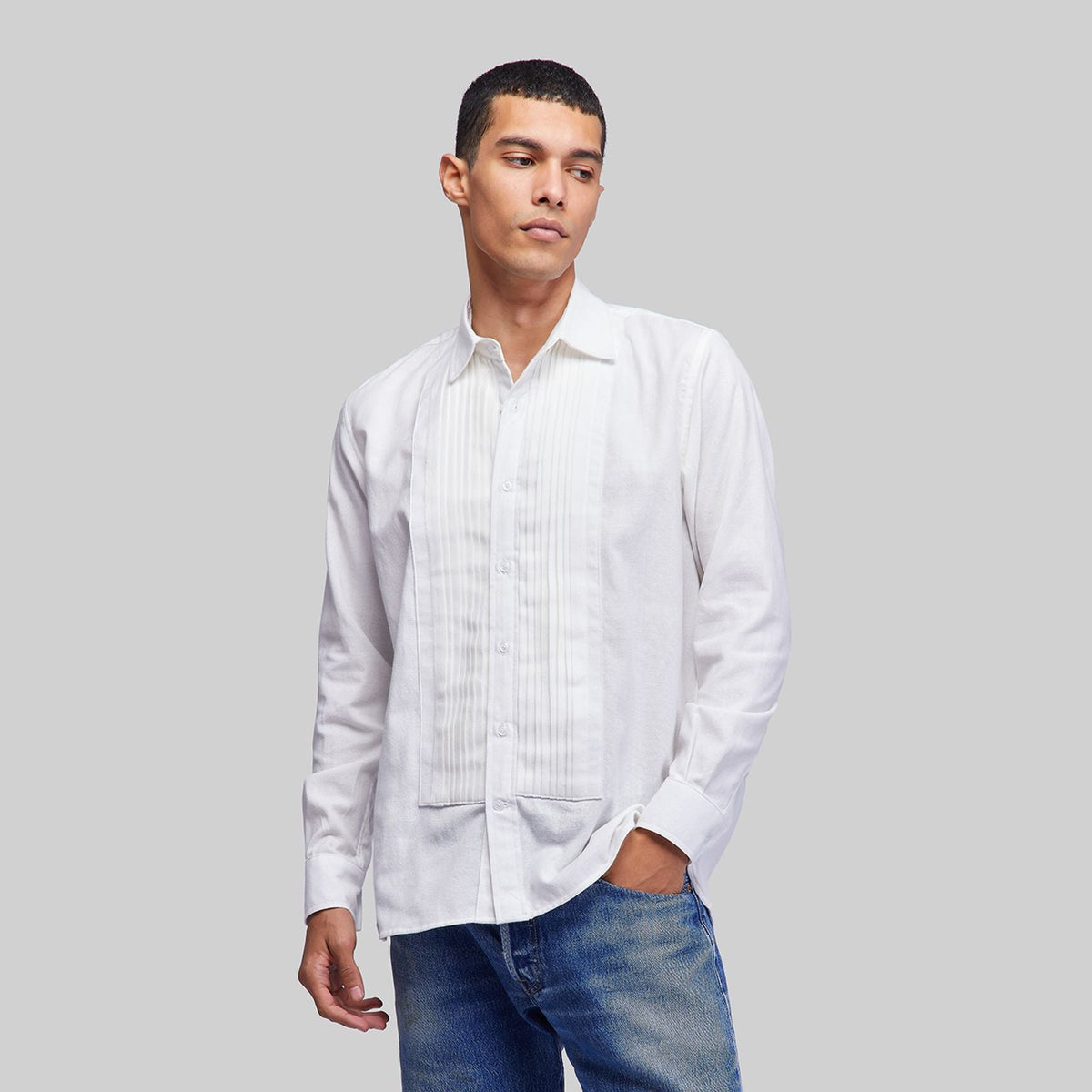 Handwoven White Tuxedo Shirt - RES IPSA