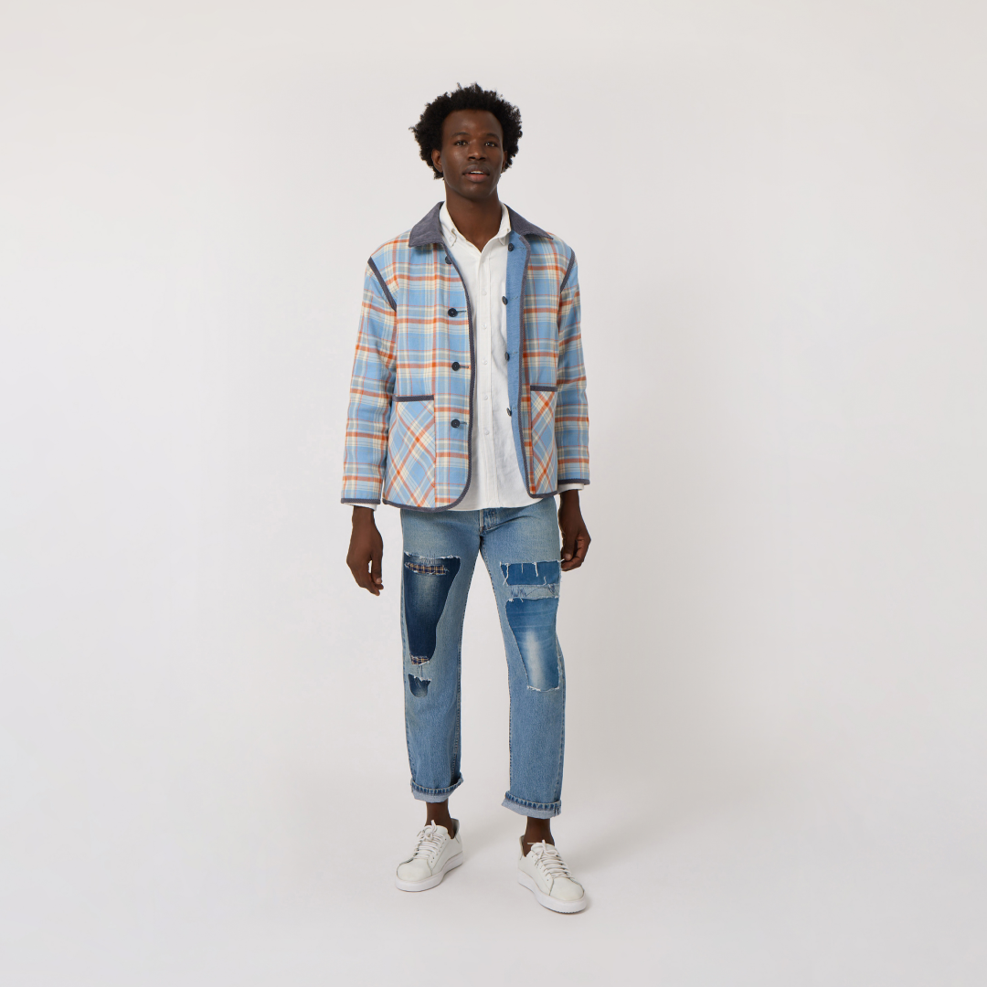 Handwoven Reversible Jacket with Corduroy Trim