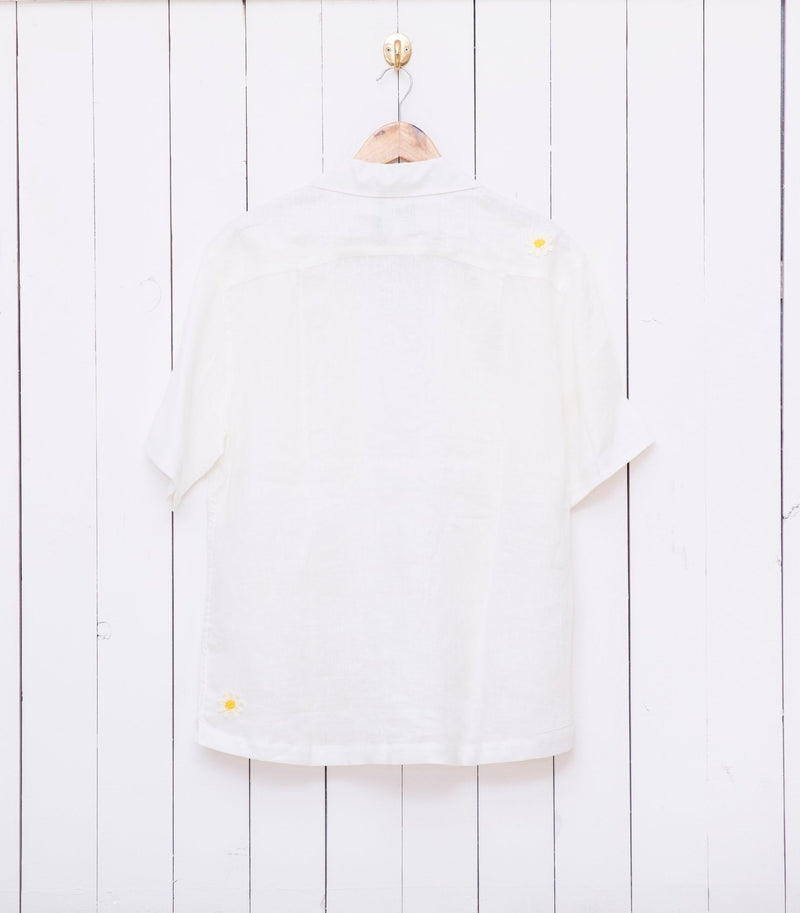 Linen Camp Shirt with Crochet Embroidery - RES IPSA