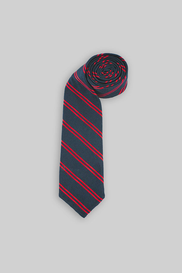 Navy Grenadine With Red Double Stripes