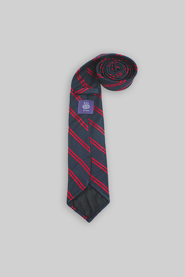 Navy Grenadine With Red Double Stripes