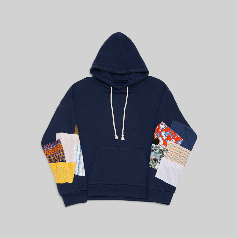 Navy Patchwork Hoodie - RES IPSA