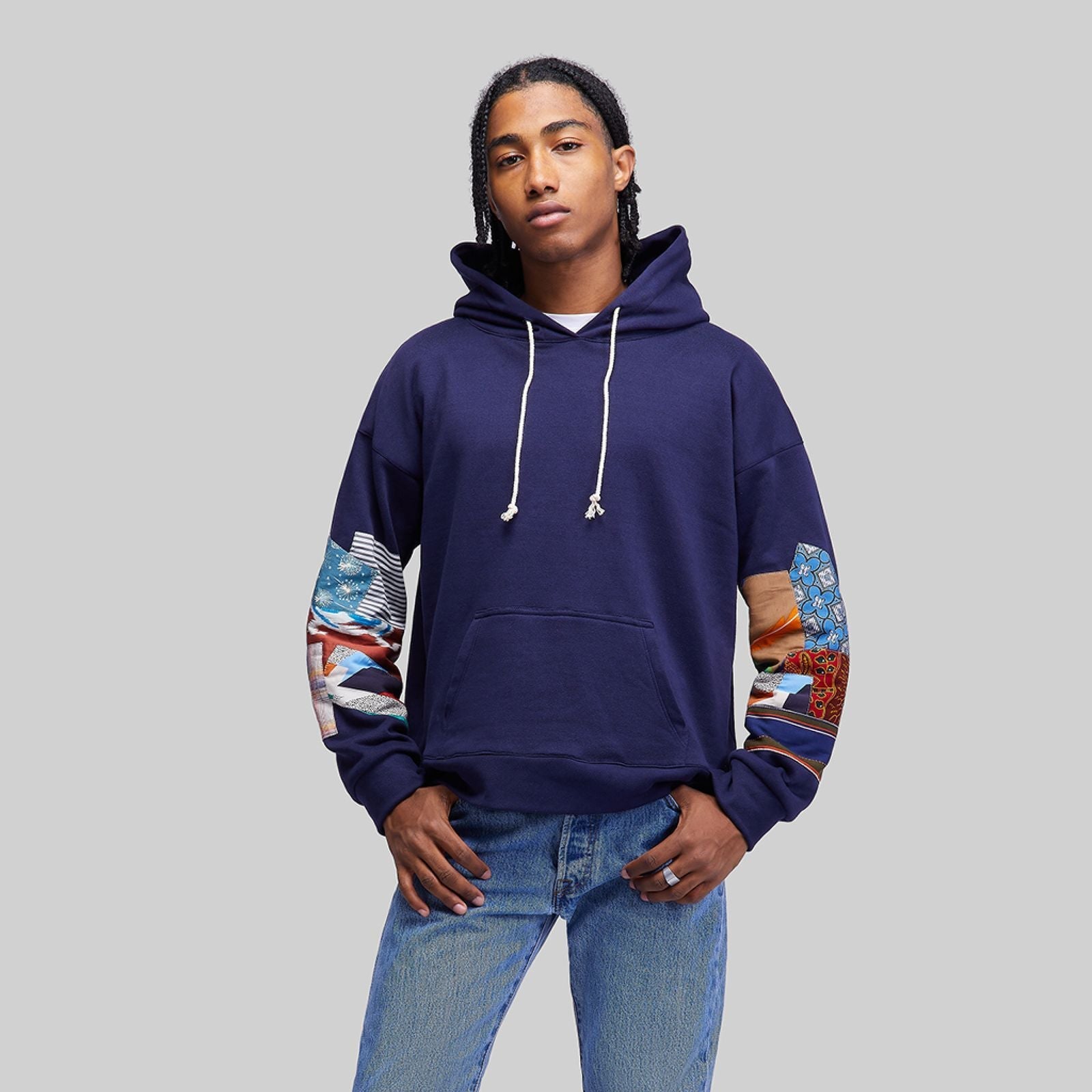 Navy Patchwork Hoodie – RES IPSA