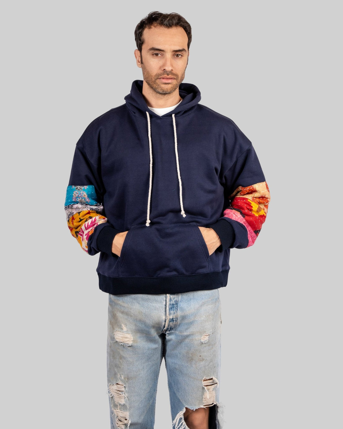Navy Patchwork Hoodie - RES IPSA