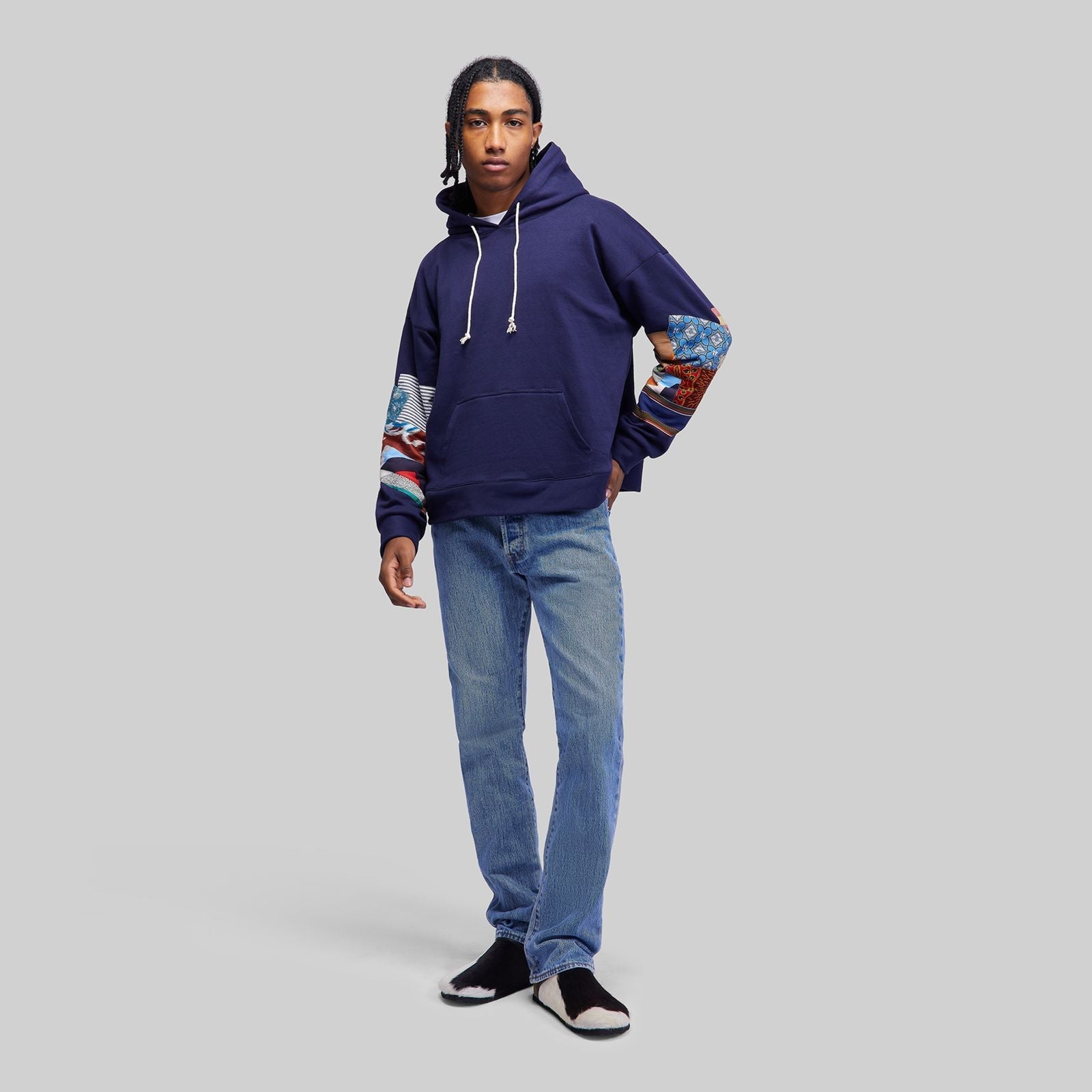 Navy Patchwork Hoodie – RES IPSA