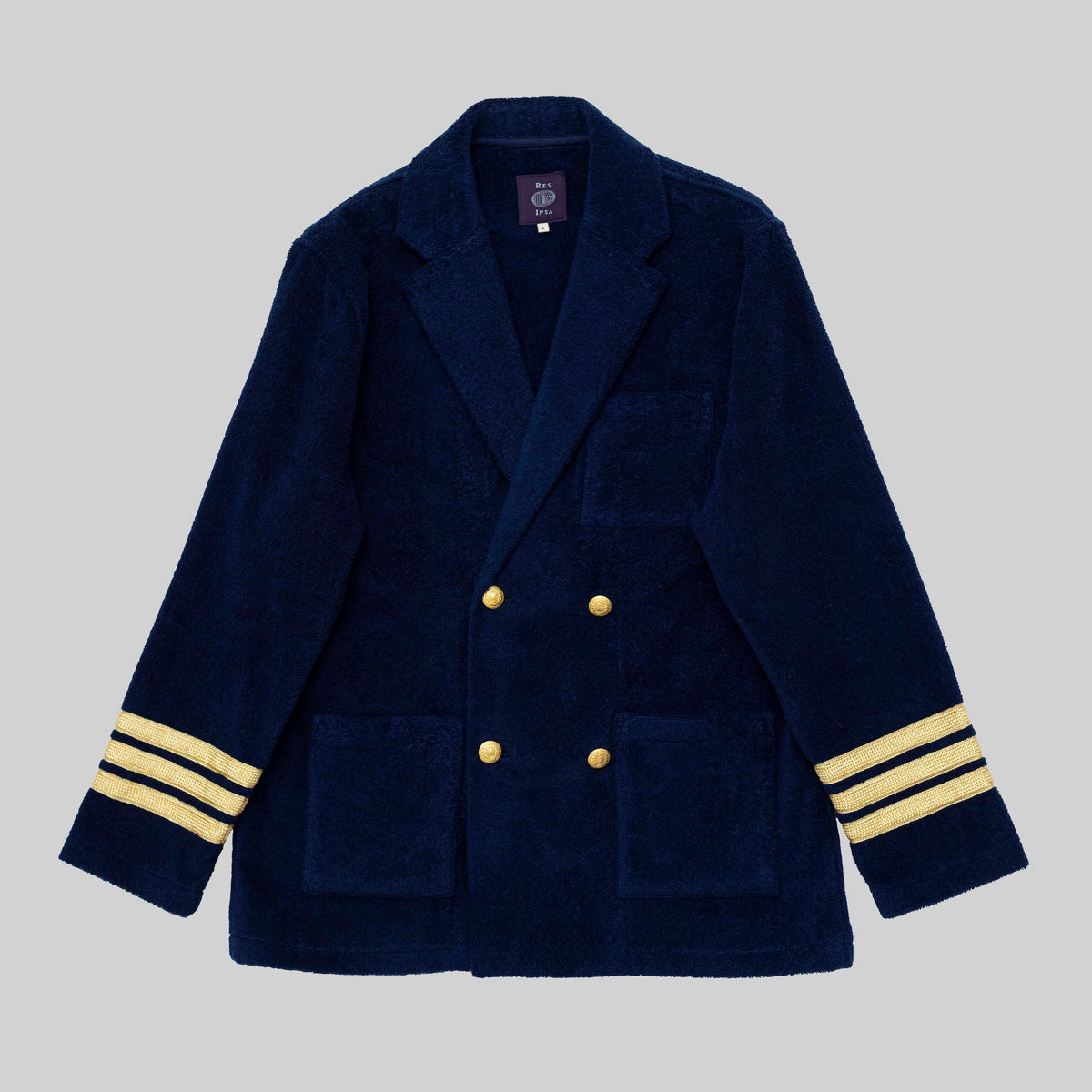 Navy Terry Cloth Double Breasted Jacket - RES IPSA