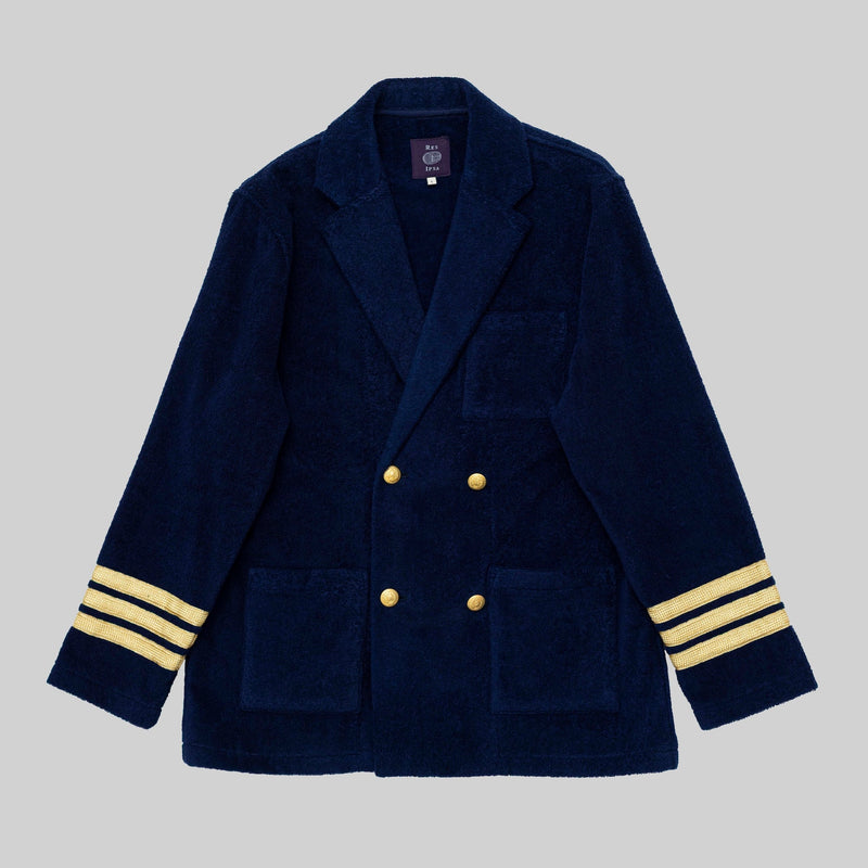 Navy Terry Cloth Double Breasted Jacket - RES IPSA