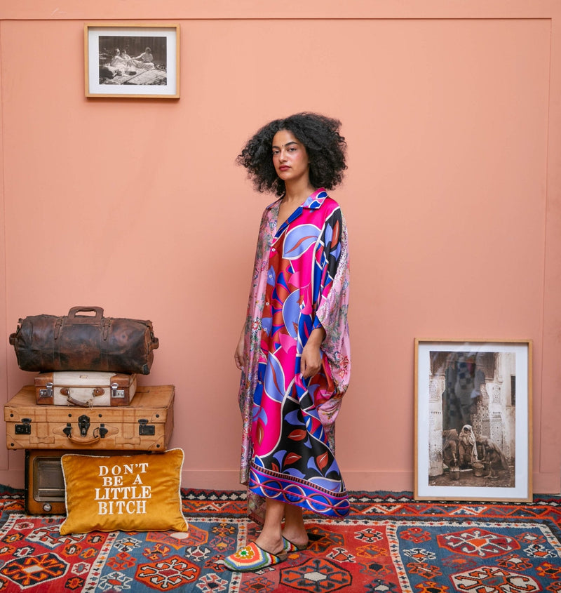 Silk Open Collar Kaftan - RES IPSA