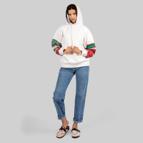 White Patchwork Hoodie - RES IPSA