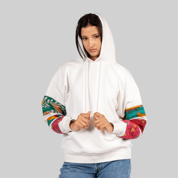 White Patchwork Hoodie - RES IPSA