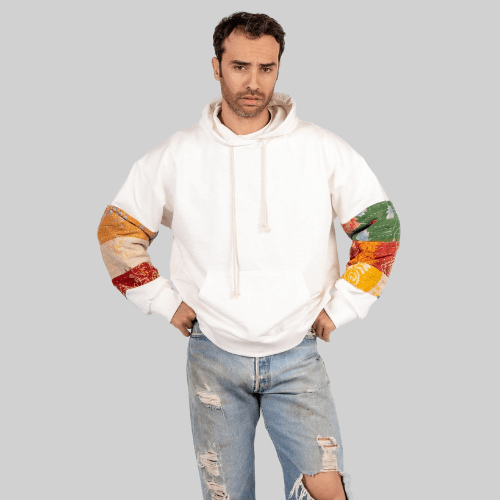 White Patchwork Hoodie - RES IPSA
