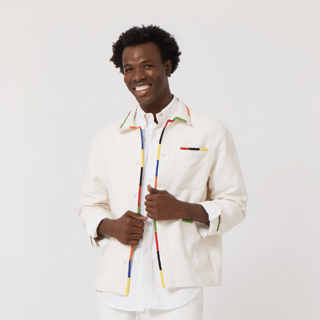 White Workshirt with Embroidered Trim - RES IPSA
